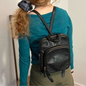 Black leather Margot backpack purse
